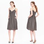 Banana Republic • strappy crossover vee dress taupe chiffon spaghetti surplice Photo 11