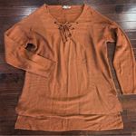 Pink Owl  burnt orange split hem tunic sweater size small Photo 1