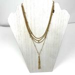 Ettika gold tone Chloe tassel layered necklace with CZ, NWOT Photo 7