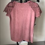 Dantelle Adorable dusty rose tee with crochet sleeve szL Photo 2