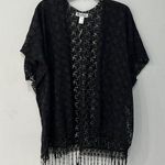 Women's Boho Cap Sleeve Sheer Lace Black Shawl/Kimono/Tunic Size M Boho Size M Photo 0