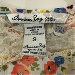 American Rag  Cie Cottagecore Floral Tie Back Sheer Peasant Top Womens Small Lace Photo 4