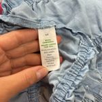 Aerie Light Blue Denim Cropped Babydoll Top with Tie Shoulder Size Small Photo 4