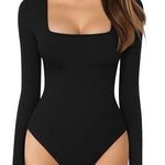 MANGOPOP NEW  Square Neck Long Sleeve Top Bodysuit XL Photo 0