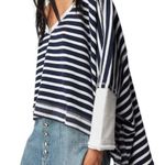 Free People We the Free Main Squeeze V Neck Sweatshirt WHITE/NAVY Photo 0