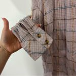 Free People  Break My Stride Buttondown Shirt in Sugar Red Combo Size Medium Photo 3