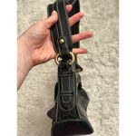 Perlina Vintage  Patent Leather Purse Shoulder Bag Black Pockets Shiny Zip Casual Photo 4