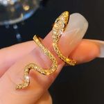 NWT! Chic Gold Rhinestone Snake Wrap Ring Photo 3