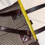 Ralph Lauren Vtg Brown Houndstooth Coated Canvas Leather Purse Photo 12