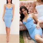 House Of CB ‘Josephine’ Baby Blue Pleated Corset Midi Dress NWOT size M Photo 3
