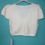Ivory Short Sleeve V Neck Puff Sleeve a sweater top White Photo 2