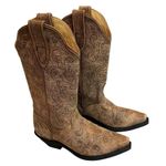 Women’s Distressed Leather Western Snip Toe Pull On Boots, Sz 7.5 Photo 2