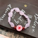 Handmade Y2K Pink Heart Bead Stretch Bracelet Photo 2