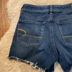 American Eagle  High Rise Shortie‎ Size 4 Dark Wash Shorts Raw Hem Stretch Womens Photo 7