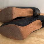 Stuart Weitzman Shoes Navy Blue Snake Print Platform Peep Toe Heels Photo 3