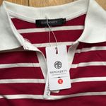 Merokeety  Women's Long Sleeve Striped Dress V Neck Collared Side Slit Small NWT Photo 2