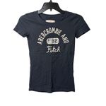 Abercrombie & Fitch VTG  Y2K Shirt Ladies XS Navy Arch Spellout Faded Iconic Photo 2