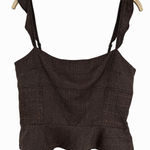 BCBGMAXAZRIA  Wool Blend Tank Top Large Brown Plaid Peplum Academia Y2K Preppy Photo 0