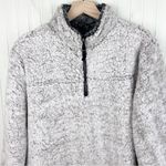 Fashion by Mirabeau Grey White Sherpa Fleece Pullover Quarter Zip Size Large Gray Photo 2