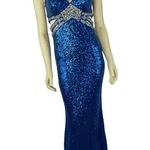 Faviana 7507 Royal Blue Sequenced sexy open back prom dress size 4 Photo 13