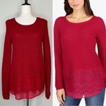 Lucky Brand  Red Lace Trim Knit Sweater Photo 1