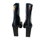 Good American Black Heel Ankle Boot Size 12 Patent Croc Embossed Square Toe NEW Photo 5