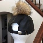 Gallery Black Faux Leather Pompom Cap Photo 2