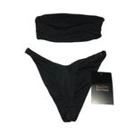 Naked Wardrobe  Bikini Set Bandeau Tube Top Cheeky High Cut Bottom Black XL Photo 2