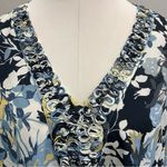 Avenue Blue Black Relaxed Ruffled V-Neck Tunic. Size 30/32 Photo 1