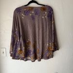 The Muses Lounge Purple Floral Stripe Knit Tunic Top Womens XL Flare Sleeve Boho Photo 7