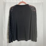 Ny Collection  Womens Black Lace Sleeve Long Sleeve Blouse Stretch Top 3X Photo 2