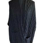 Carraig Donn Made in Ireland Aran Knit Wool Wrap Scarf w/ Pockets Black Size undefined Photo 0