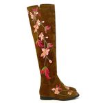 Ash Jess Russet Suede Over the Knee Boots Floral Embroidery Flat Riding EU 40 Photo 2
