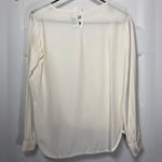 frame denim FRAME Drape Front Long Sleeve Silk Charmeuse Business Casual Blouse Ivory XS Photo 9