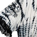 Wonderly  Black and White Tie Dye Embroidered Kimono Medium/Large Photo 3