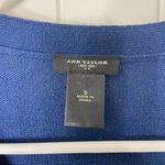 Ann Taylor EUC  women’s dark blue wool blend 3/4 sleeve button cardigan sweater S Photo 3