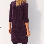 J. Jill Velour Velvet Shift Dress Long Sleeve V Neck Pockets Black Violet Medium Purple Photo 2