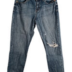 Sincerely Jules  Womens Jeans Size 7  Blue Distressed Relaxed Mid Rise Raw Hem Photo 0