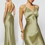 Reformation Maysen Silk Formal Maxi Dress Olive Oil Green NWT Photo 1