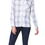 Rails Hunter White Blush Blue Patriot Plaid Button Down Flannel Shirt Size S Photo 1