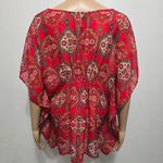 Red Camel  Boho Print Lace Trim Batwing Blouse – Size Large Photo 4