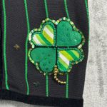 Quacker Factory Cardigan St Patricks Day Novelty Shamrock Beaded Black Green 1X Photo 4