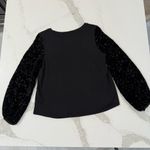 Altar'd State Velvet Long Sleeve Crewneck Blouse Womens Size Small Black Elegant Photo 4