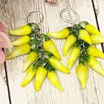 Yellow Chili Pepper Bunch Murano Glass Earrings Photo 0
