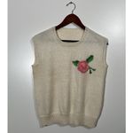 Handmade  Sweater Vest in Cream with Pink Flower Photo 3