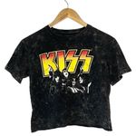 KISS Distressed Graphic Cropped Tee Black Photo 0