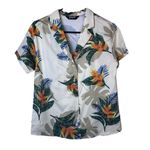 Allegra K NWT Women’s Hawaiian Floral Button Down Short Sleeve Summer Top XS Photo 5