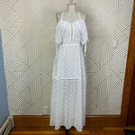 LIONESS  Cross Back Layered Folk Midaxi‎ Dress in White Boho Size US Small Photo 1