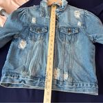 Moon River Light Blue Denim Ripped Distressed Puff Shoulder Jean Jacket Size S Photo 15