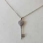 Chomel Silver Tone Cubic Zirconia Key Statement‎ Necklace Dainty Feminine Photo 1
